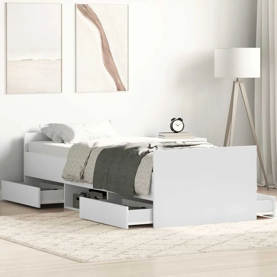 Cadre de lit sans matelas blanc 75x190 cm