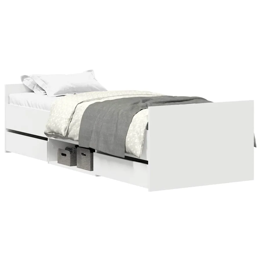 Cadre de lit sans matelas blanc 75x190 cm - 2