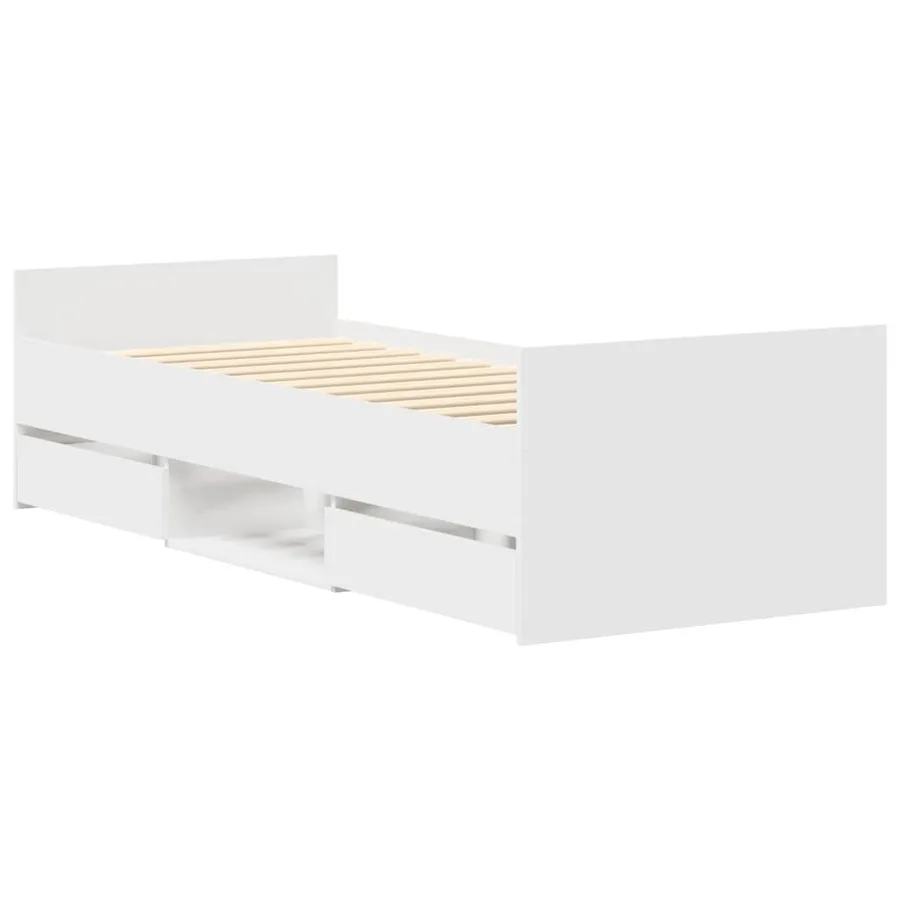 Cadre de lit sans matelas blanc 75x190 cm - 4