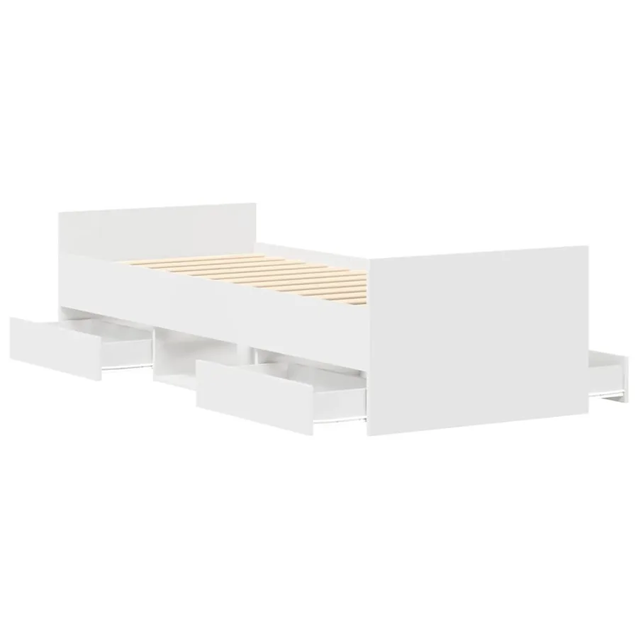 Cadre de lit sans matelas blanc 75x190 cm - 5