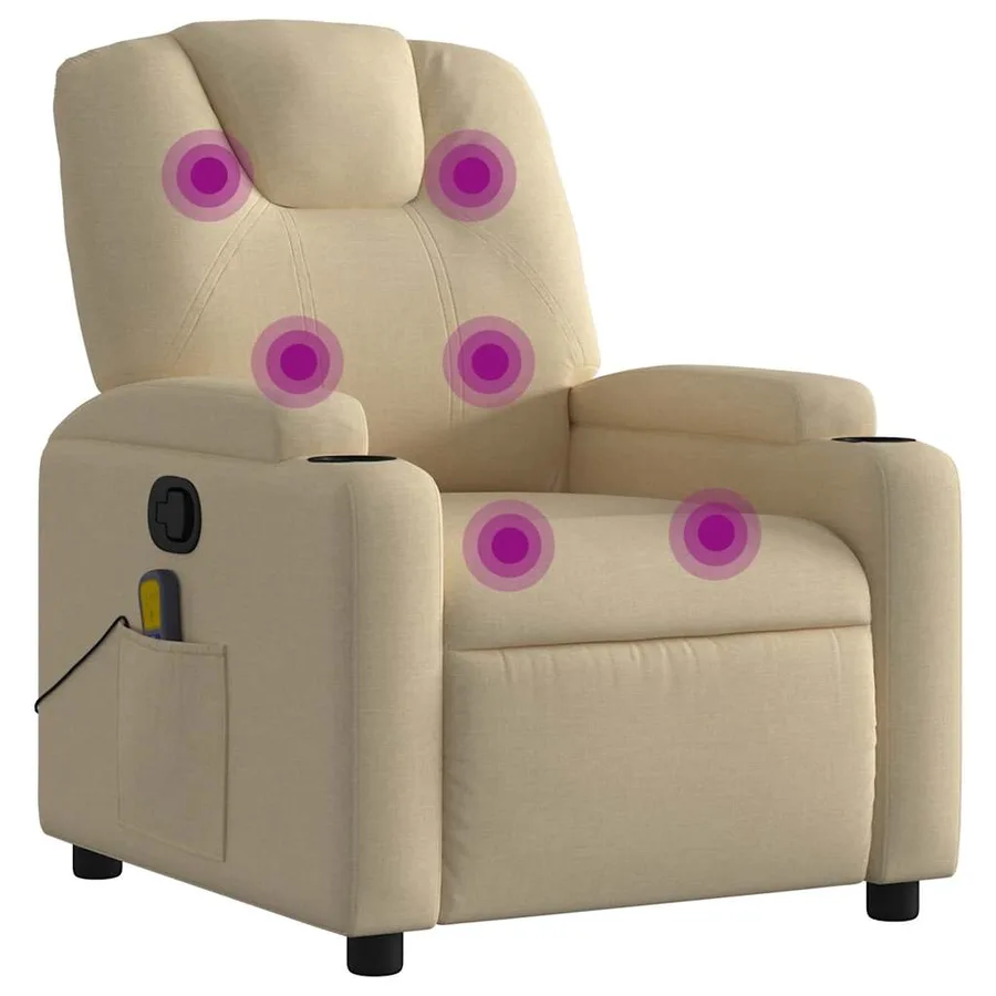 Fauteuil de massage inclinable Crème Tissu - 2