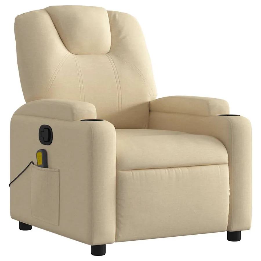 Fauteuil de massage inclinable Crème Tissu - 3