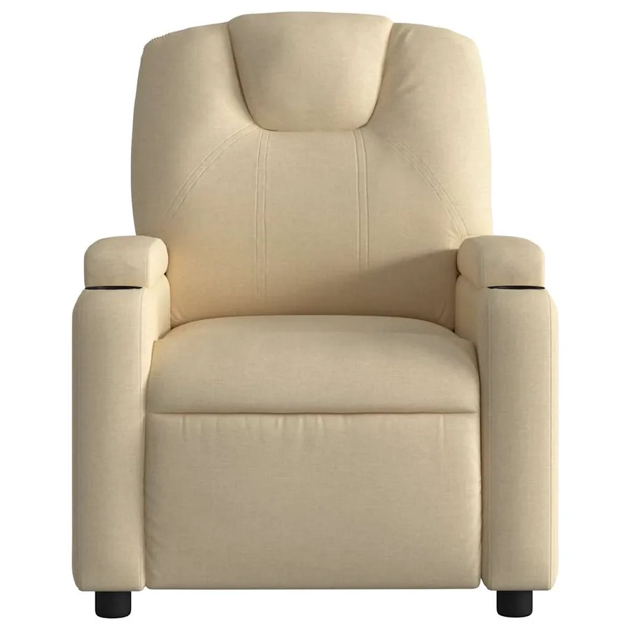 Fauteuil de massage inclinable Crème Tissu - 4