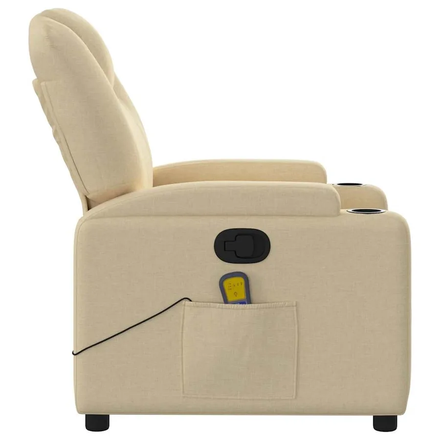 Fauteuil de massage inclinable Crème Tissu - 5