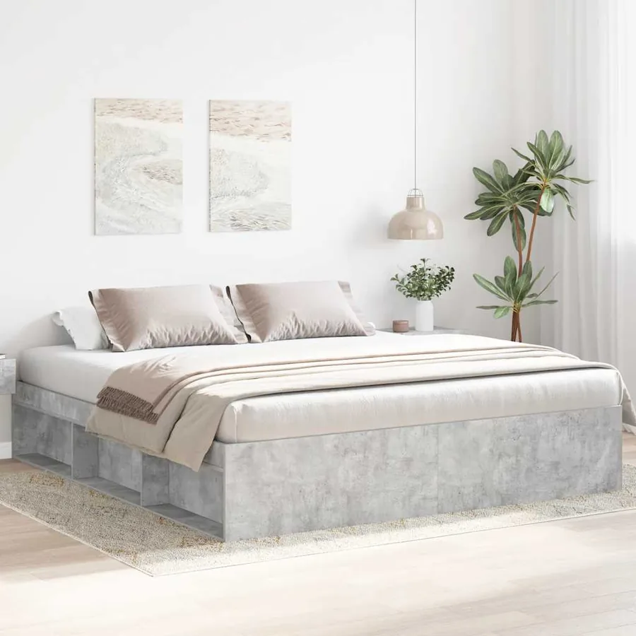Cadre de lit sans matelas gris béton 180x200 cm