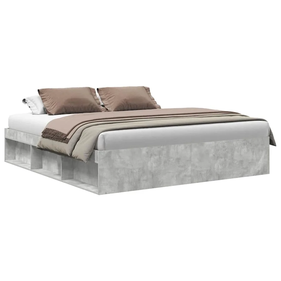 Cadre de lit sans matelas gris béton 180x200 cm - 2