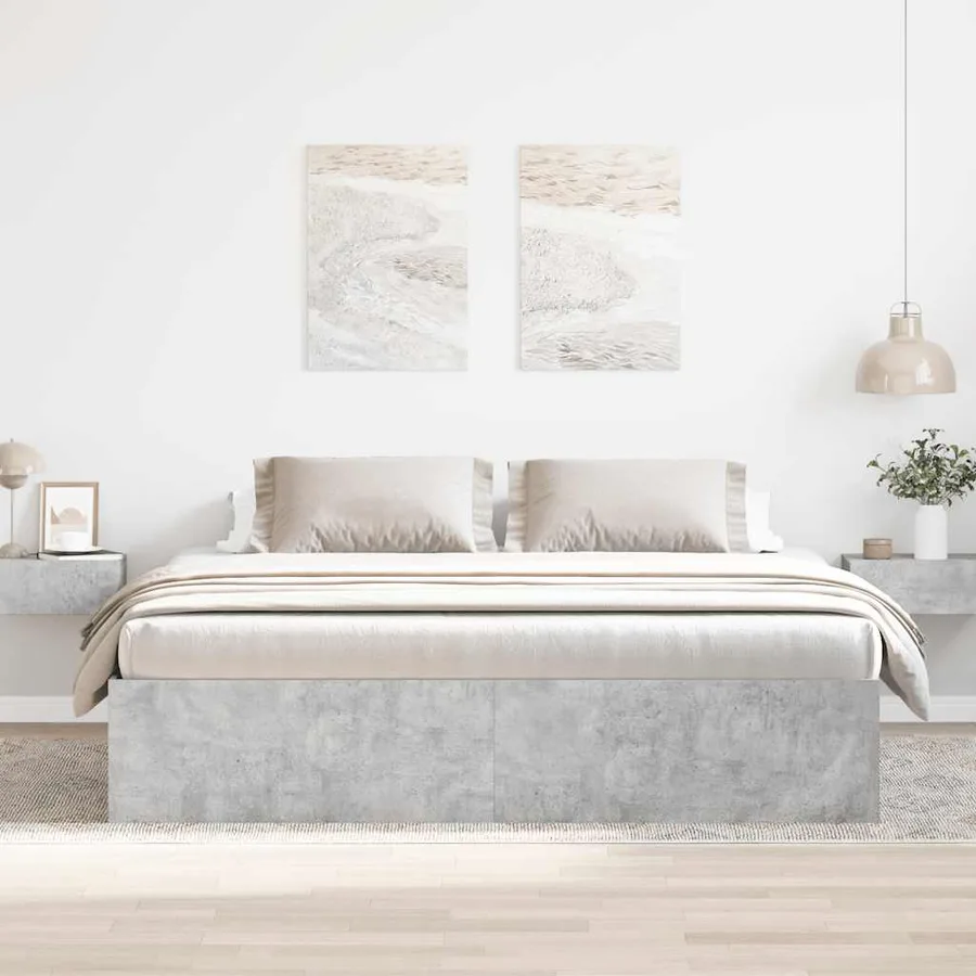 Cadre de lit sans matelas gris béton 180x200 cm - 3