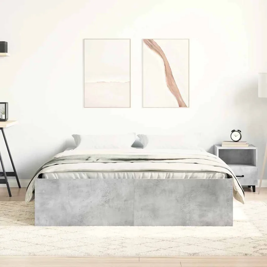 Cadre de lit sans matelas gris béton 160x200 cm - 3