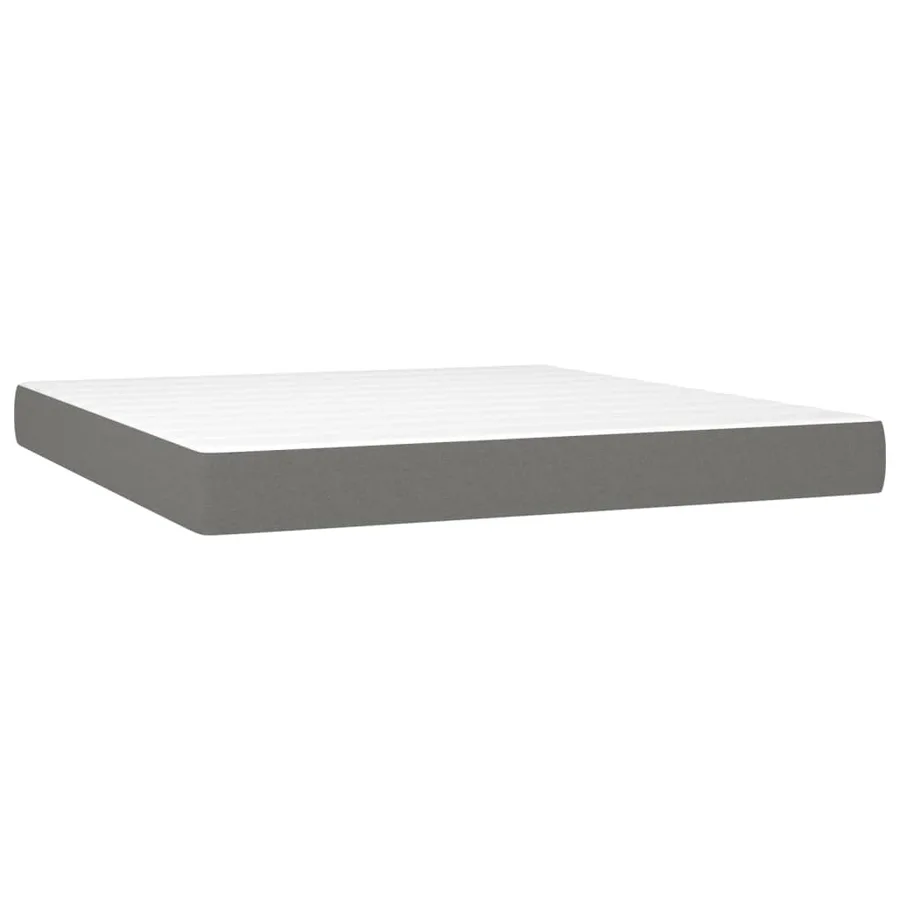 Sommier à lattes de lit et matelas et LED Gris foncé 160x200 cm - 6