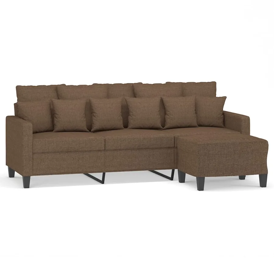 Canapé à 3 places avec repose-pieds Marron 180 cm Tissu - 2