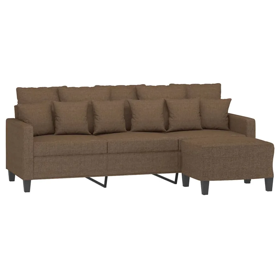 Canapé à 3 places avec repose-pieds Marron 180 cm Tissu - 3