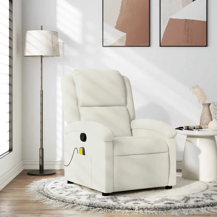 Fauteuil de massage inclinable crème velours