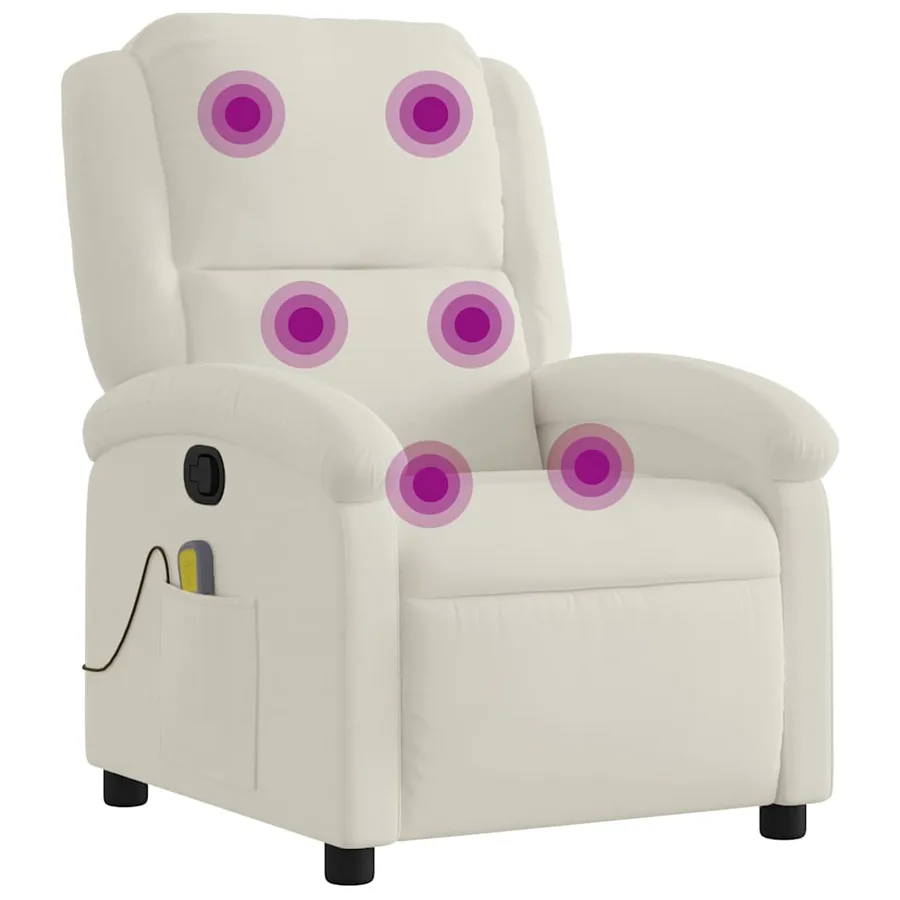 Fauteuil de massage inclinable crème velours - 2