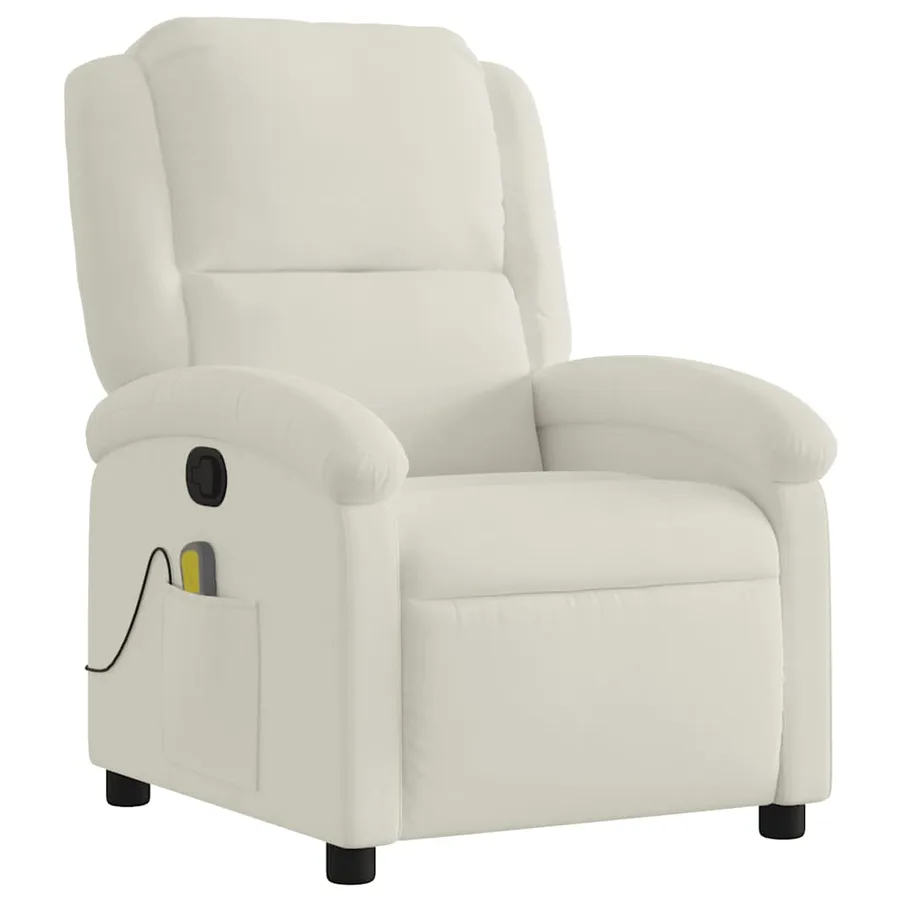 Fauteuil de massage inclinable crème velours - 3