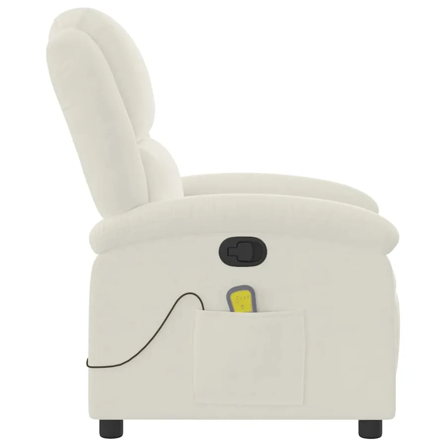 Fauteuil de massage inclinable crème velours - 5