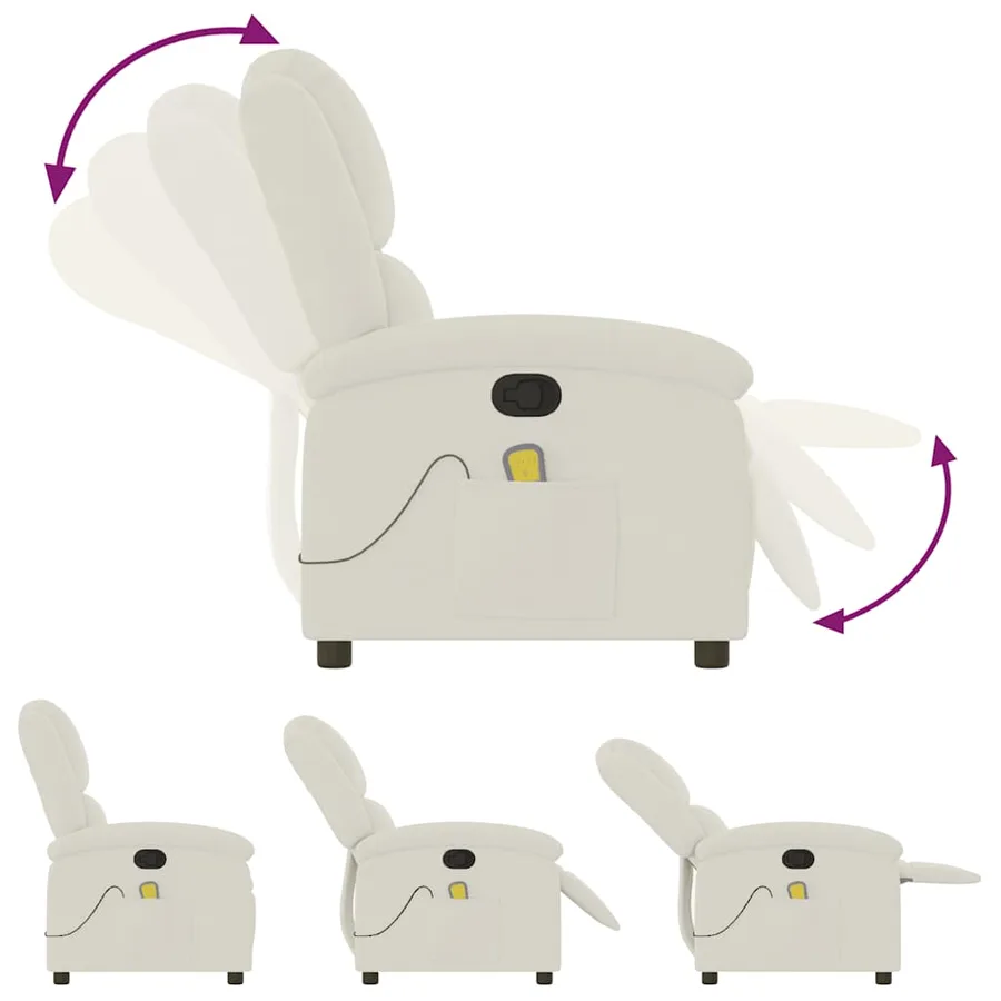 Fauteuil de massage inclinable crème velours - 7