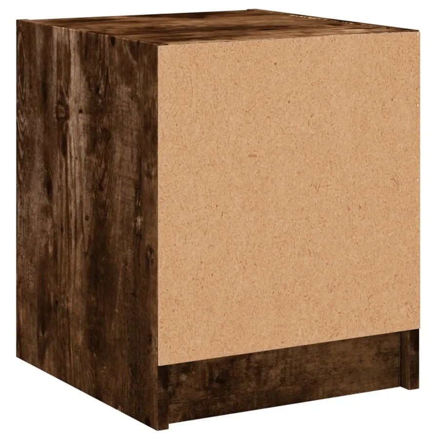 Tables de chevet et portes vitrées 2 pcs chêne fumé 35x37x42 cm - 9