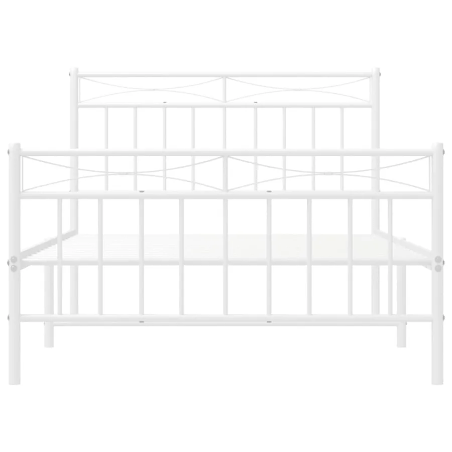 Cadre de lit métal sans matelas et pied de lit blanc 107x203 cm - 5