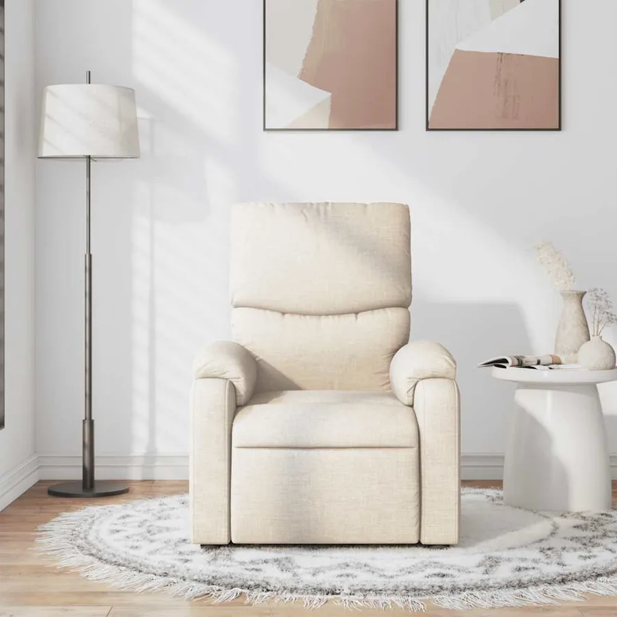Fauteuil de massage inclinable Crème Tissu - 3