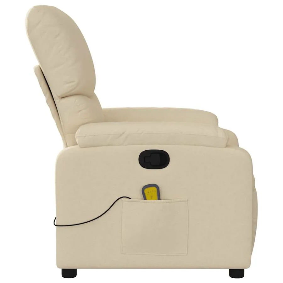 Fauteuil de massage inclinable Crème Tissu - 6