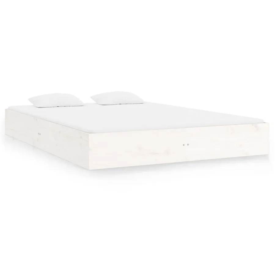 Cadre de lit sans matelas blanc bois massif 140x200 cm - 2