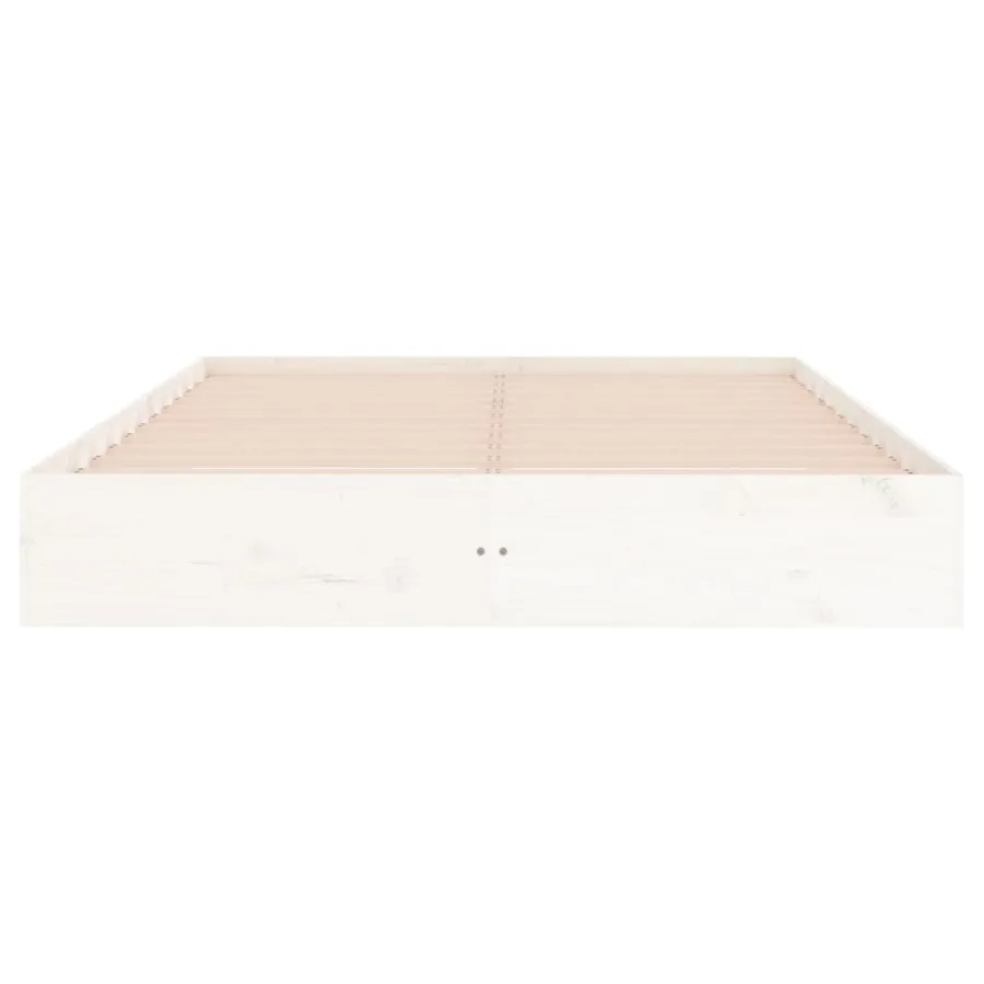 Cadre de lit sans matelas blanc bois massif 140x200 cm - 5