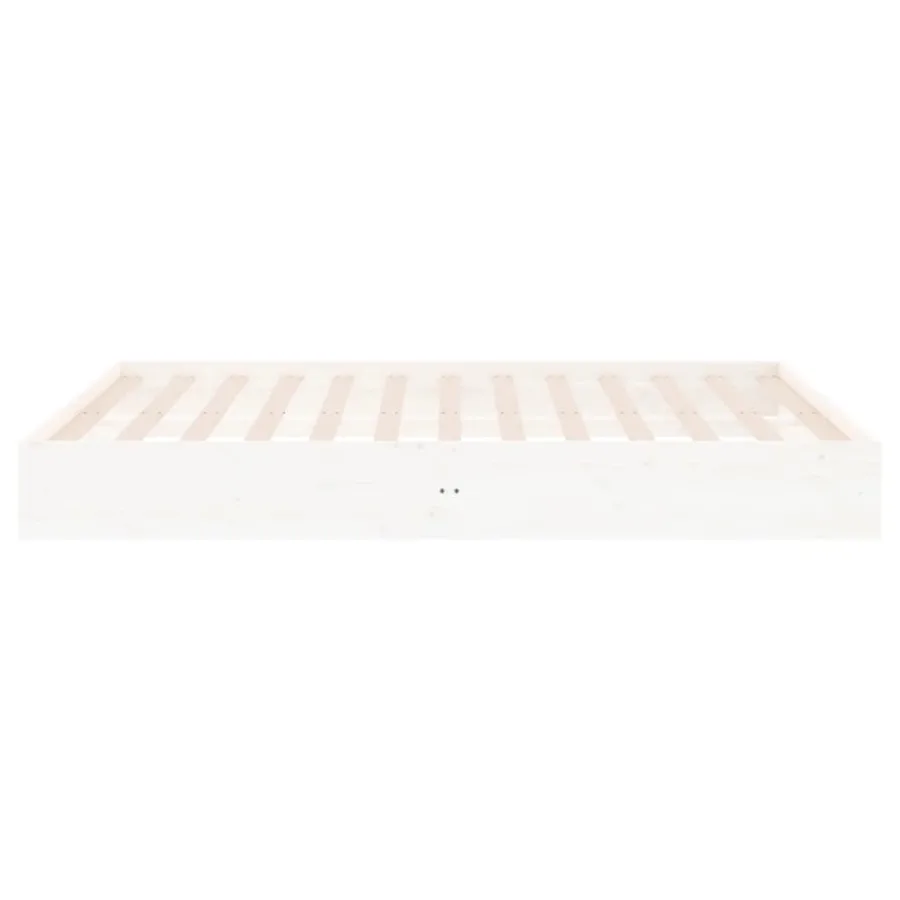 Cadre de lit sans matelas blanc bois massif 140x200 cm - 6