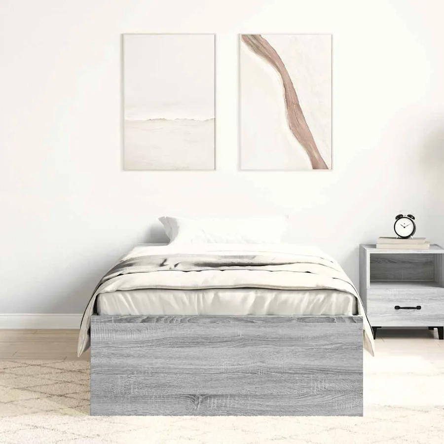 Cadre de lit sans matelas sonoma gris 90x190 cm - 4