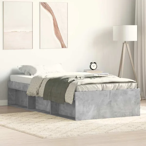 Cadre de lit sans matelas gris béton 90x190 cm