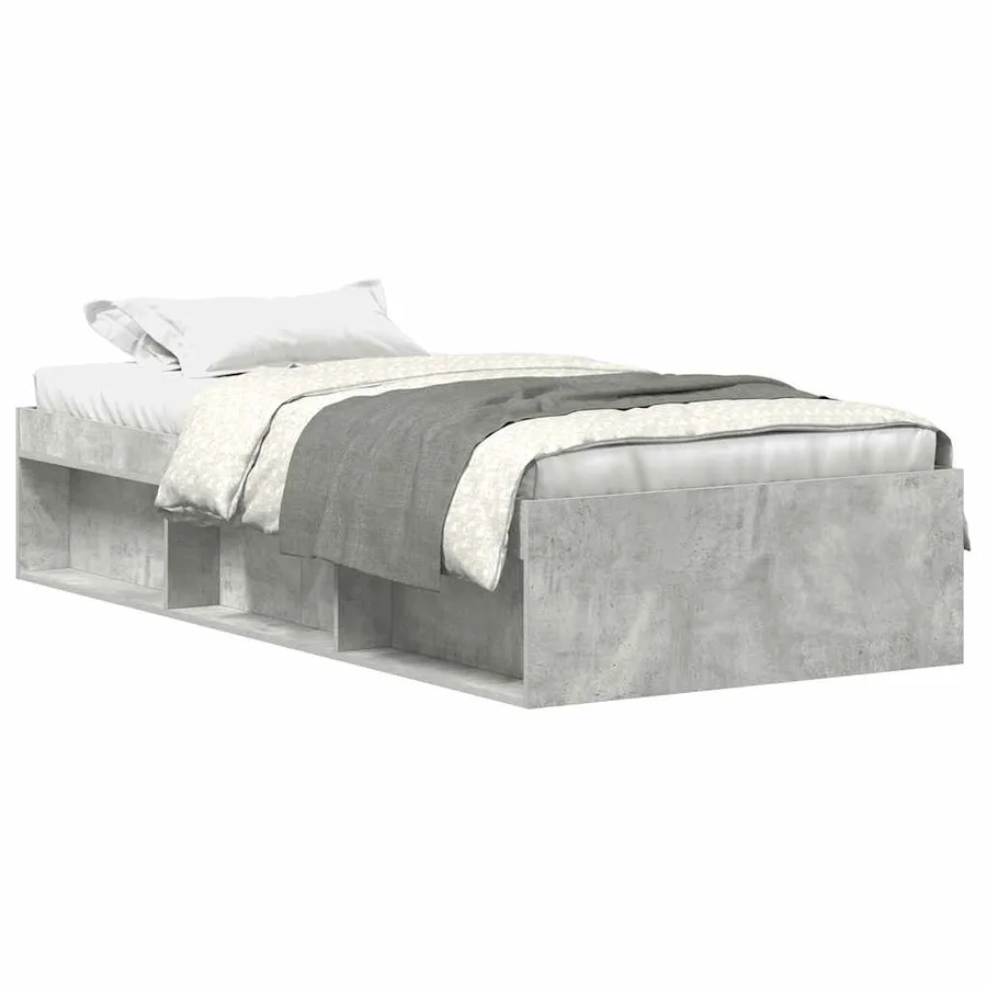 Cadre de lit sans matelas gris béton 90x190 cm - 2