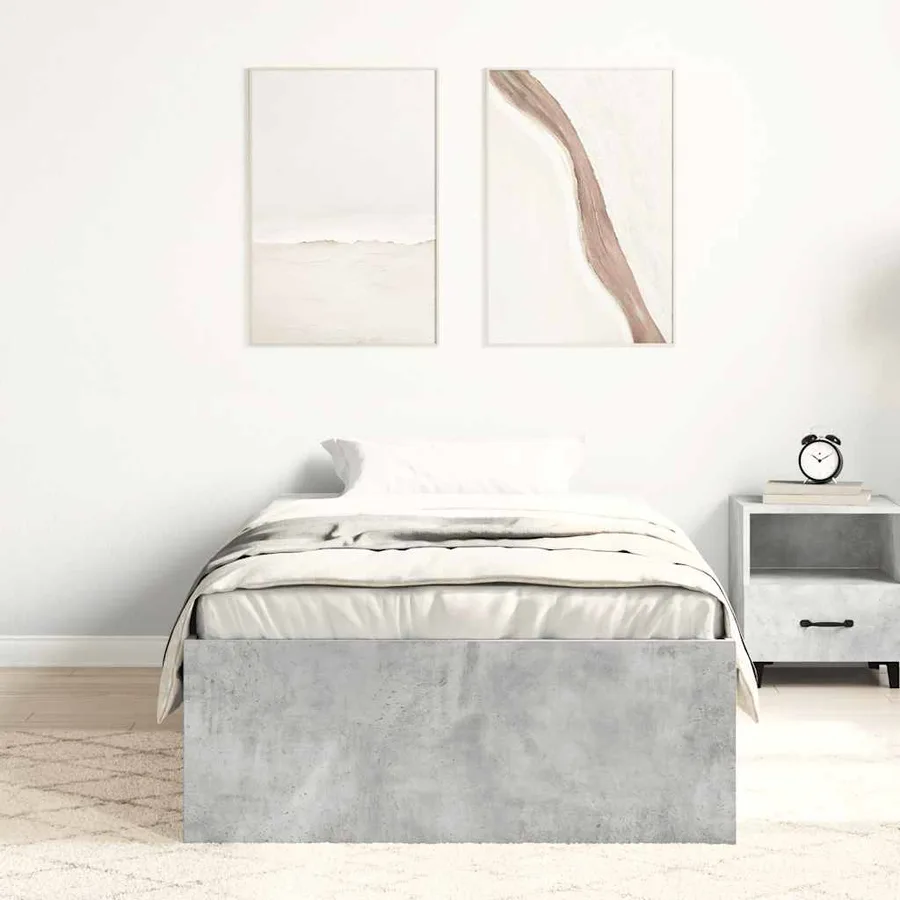Cadre de lit sans matelas gris béton 90x190 cm - 4