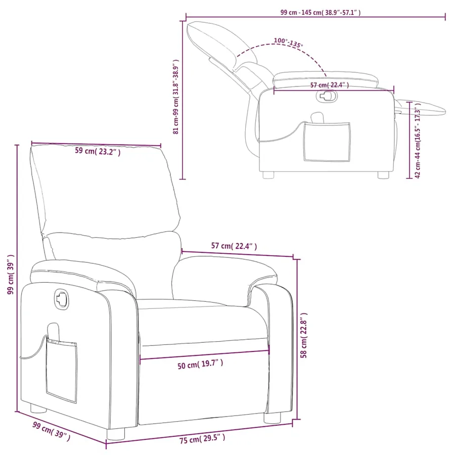 Fauteuil de massage inclinable gris similicuir - 12