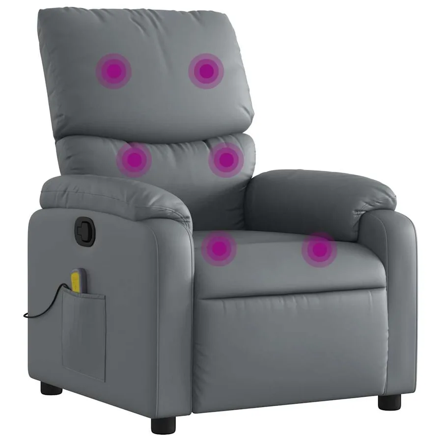 Fauteuil de massage inclinable gris similicuir - 2