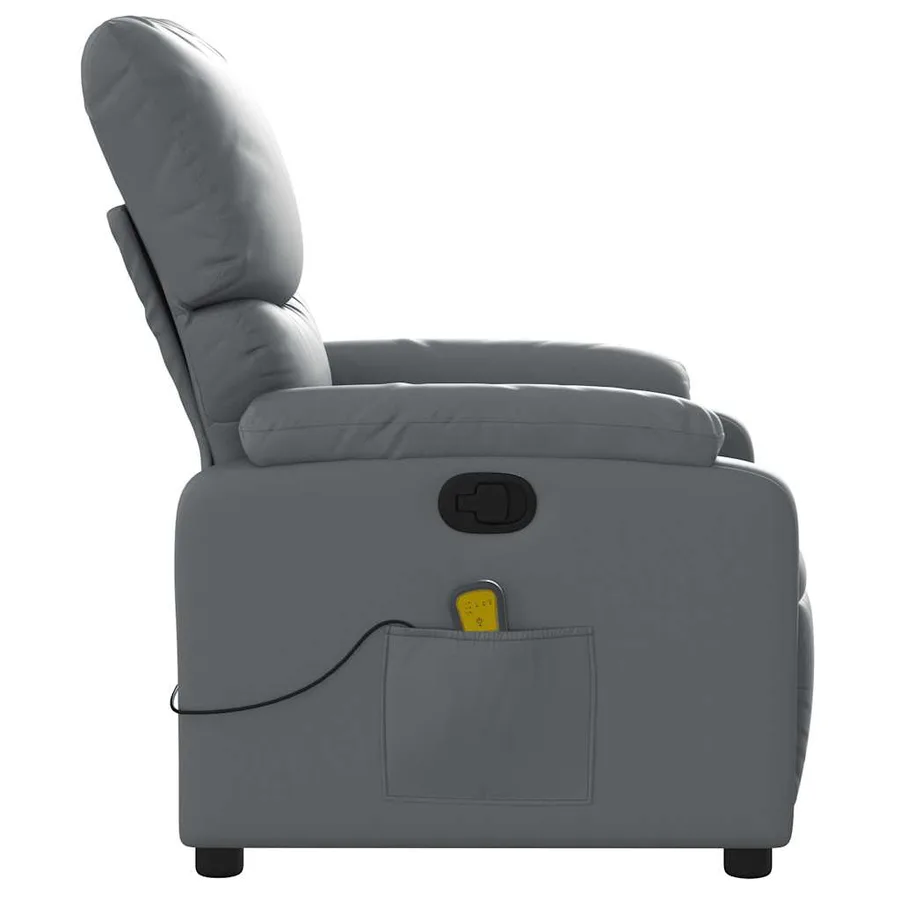Fauteuil de massage inclinable gris similicuir - 8