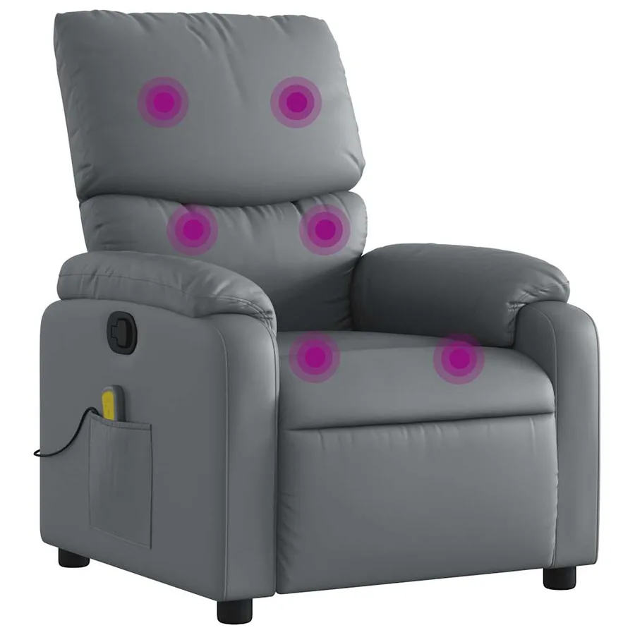 Fauteuil de massage inclinable gris similicuir - 2