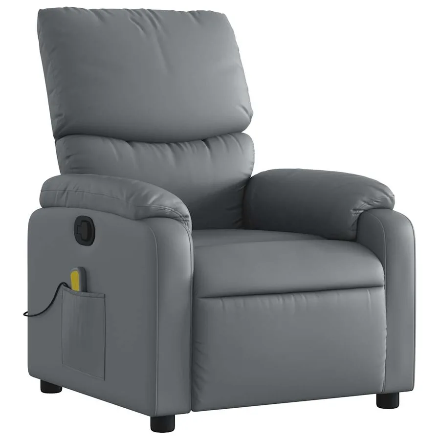 Fauteuil de massage inclinable gris similicuir - 3