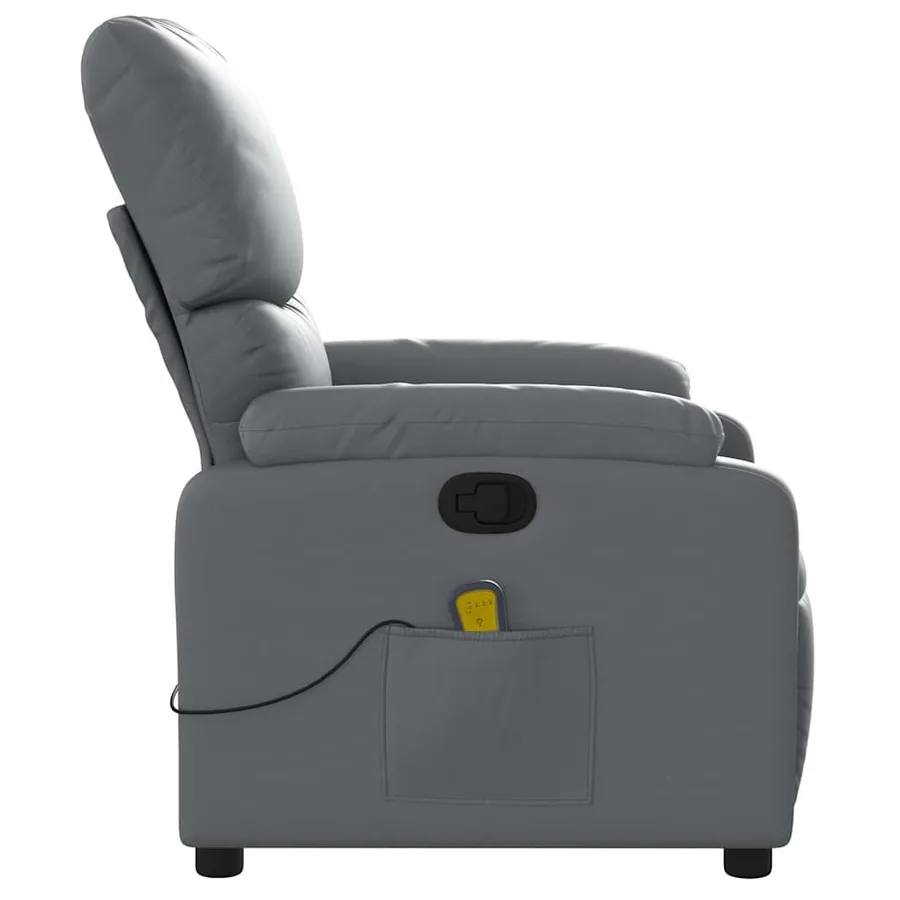 Fauteuil de massage inclinable gris similicuir - 8