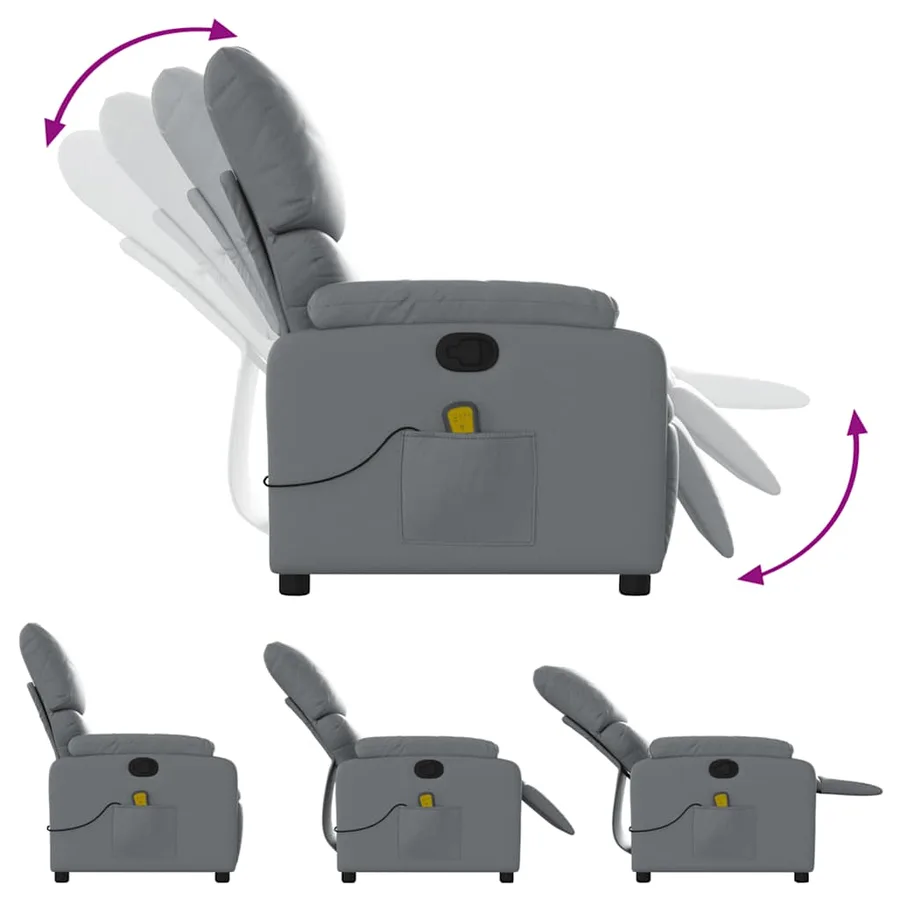 Fauteuil de massage inclinable Gris Similicuir - 8