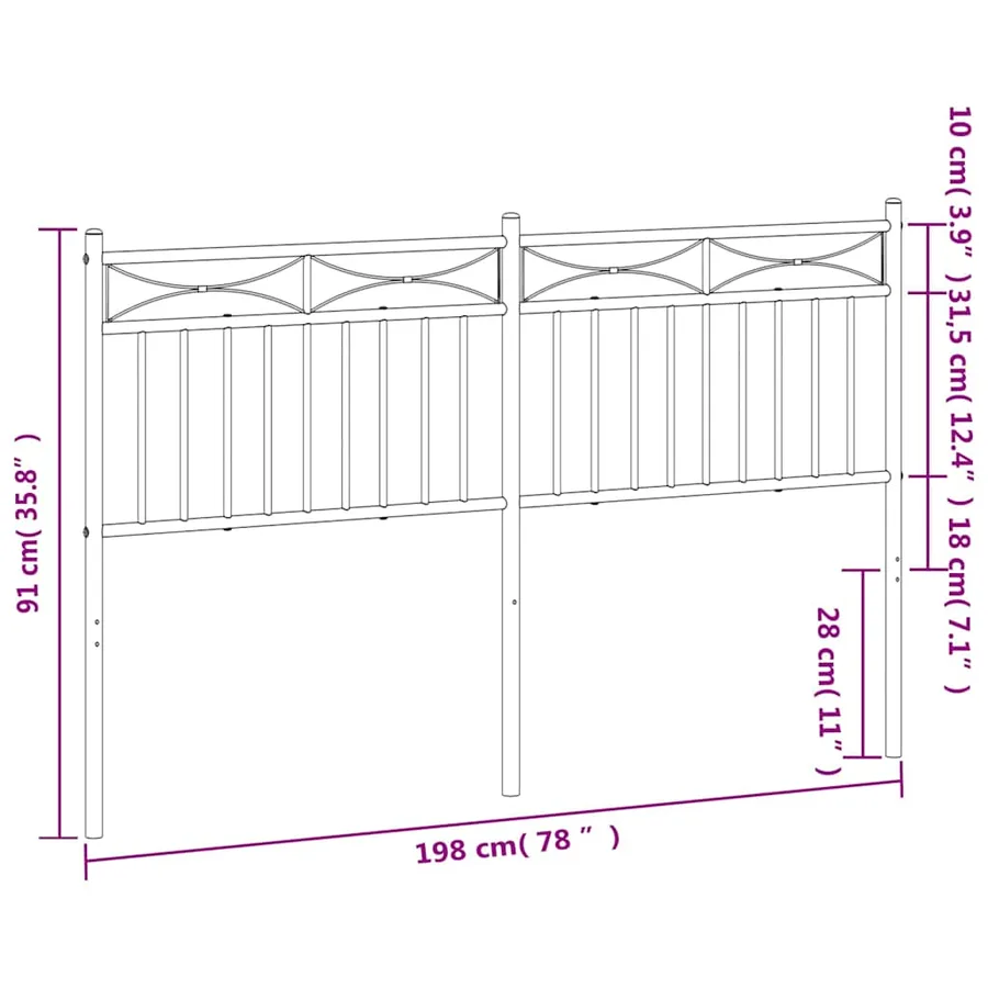 Tête de lit de remplacement métal blanc 193 cm - 7
