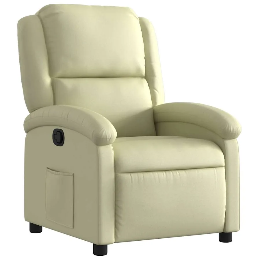 Fauteuil inclinable crème cuir véritable - 2