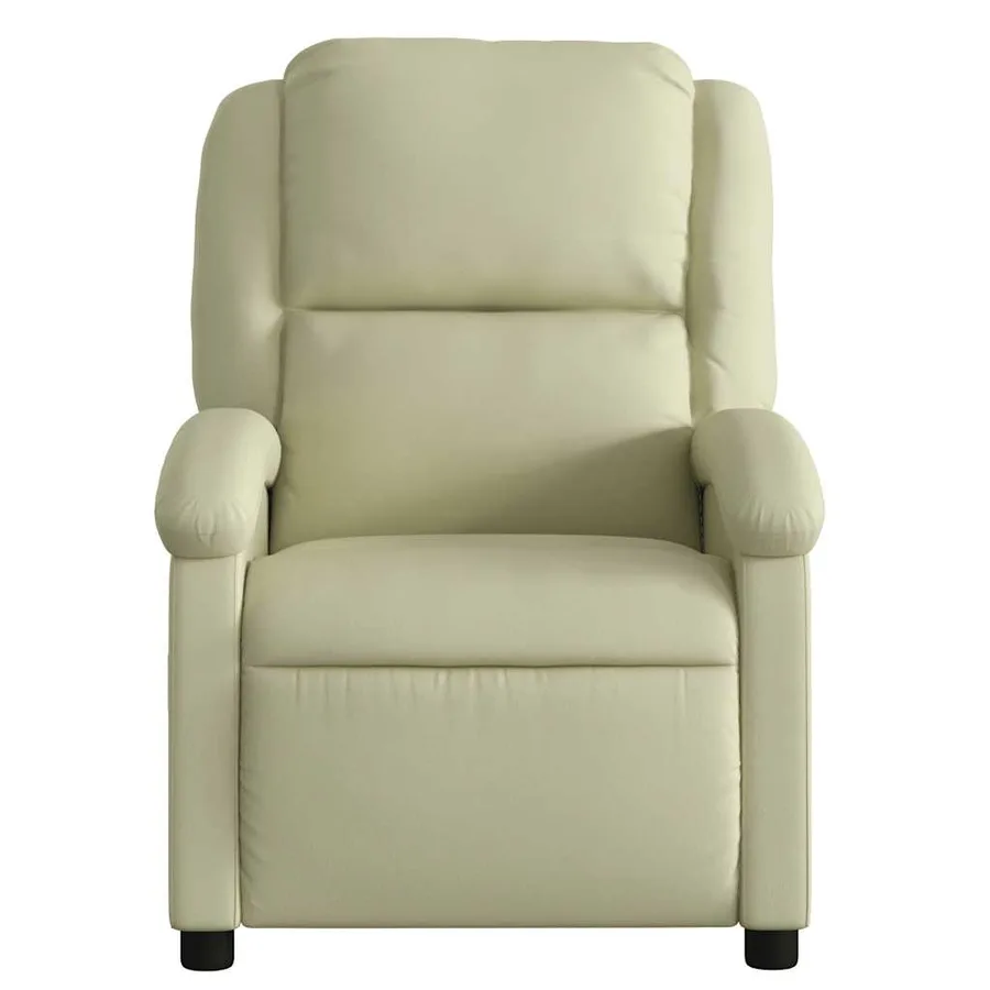 Fauteuil inclinable crème cuir véritable - 7