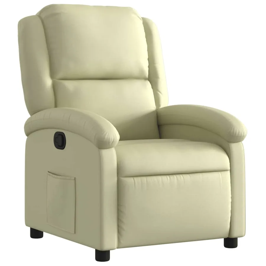 Fauteuil inclinable crème cuir véritable - 2