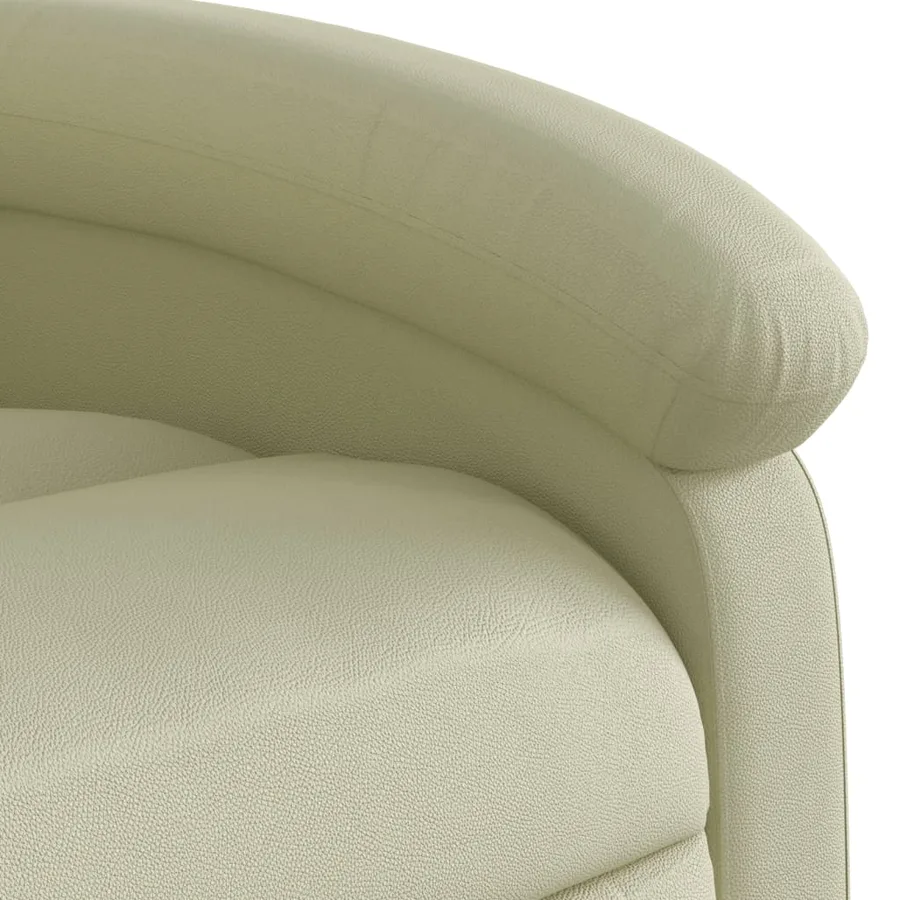 Fauteuil inclinable crème cuir véritable - 8