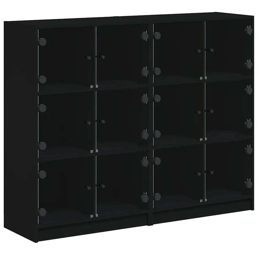 Bibliothèque avec portes noir 136x37x109 cm bois d'ingénierie - 2