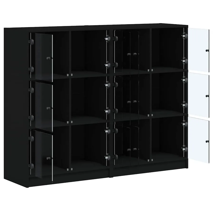 Bibliothèque avec portes noir 136x37x109 cm bois d'ingénierie - 6
