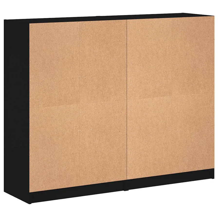 Bibliothèque avec portes noir 136x37x109 cm bois d'ingénierie - 9