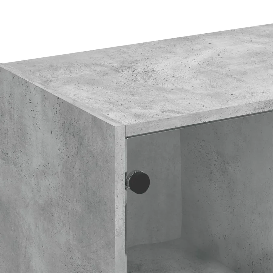 Bibliothèque avec portes gris béton 136x37x109 cm - 10
