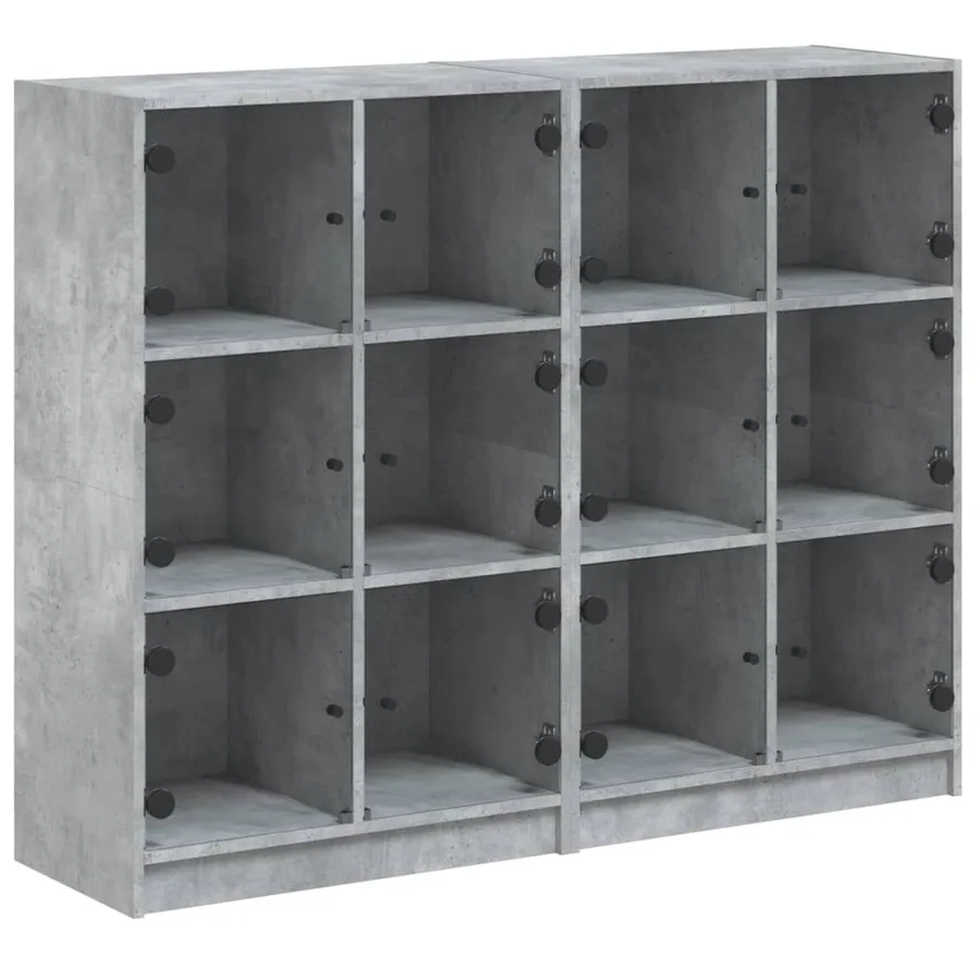 Bibliothèque avec portes gris béton 136x37x109 cm - 2