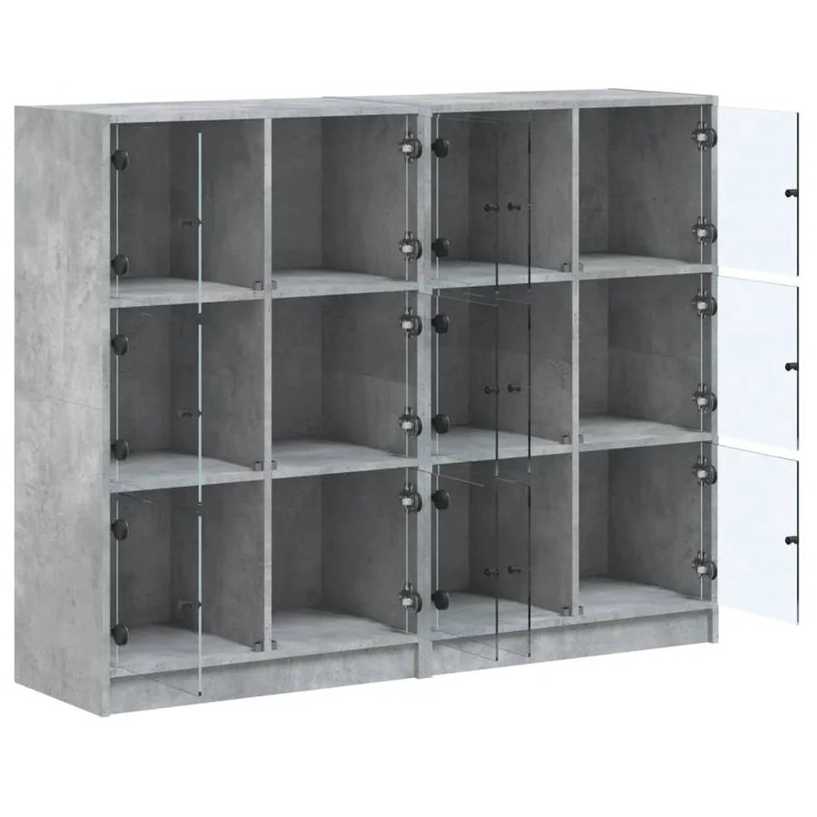 Bibliothèque avec portes gris béton 136x37x109 cm - 6