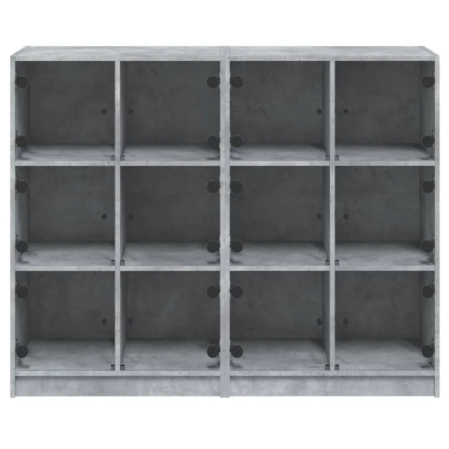 Bibliothèque avec portes gris béton 136x37x109 cm - 7